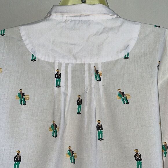 Vtg 80s/90s Messages white button down shirt with stylized  cowboy print - Picture 6 of 8